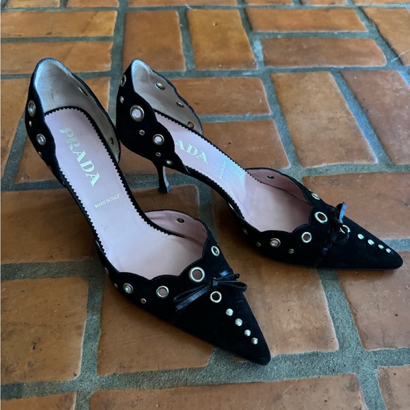 Vintage Prada Kitten heels with eyelets - Picture 1 of 4